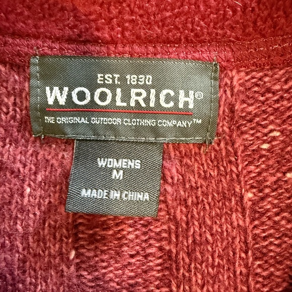 Woolrich Deep Red Knit Sweater quarter zip Size M - Picture 2 of 9